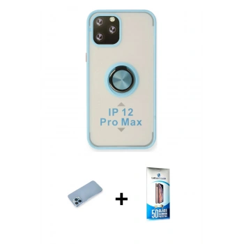MARSİLYAN™- iPhone 12 Pro Max Kılıf Yörünge Çizgi - Siyah 5D Eko Cam Ekran Koruyucu + Shine Kamera Lens Koruma Cam - MI
