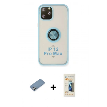 MARSİLYAN™- iPhone 12 Pro Max Kılıf Yörünge Çizgi - Siyah 6D Mat Seramik Hayalet Nano Ekran Koruyucu + Shine Kamera Lens Koruma Cam - GS