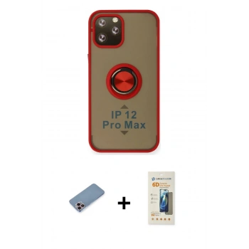 MARSİLYAN™- iPhone 12 Pro Max Kılıf Yörünge Çizgi - Siyah 6D Mat Seramik Hayalet Nano Ekran Koruyucu + Shine Kamera Lens Koruma Cam - PE