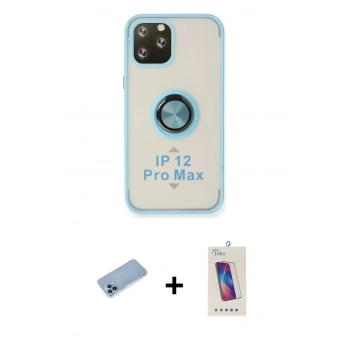 MARSİLYAN™- iPhone 12 Pro Max Kılıf Yörünge Çizgi - Siyah Joko 5D Cam + Shine Kamera Lens Koruma Cam - MI