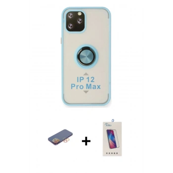 MARSİLYAN™- iPhone 12 Pro Max Kılıf Yörünge Çizgi - Siyah Joko 5D Cam + Renkli Kamera Lens Koruma Cam - TU