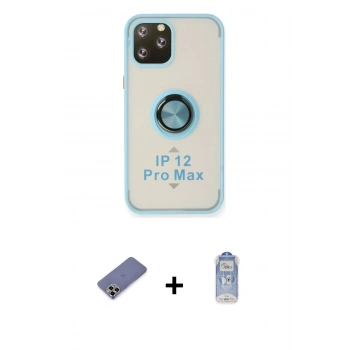 MARSİLYAN™- iPhone 12 Pro Max Kılıf Yörünge Çizgi - Siyah Joko Magic 5D Cam + Metal Kamera Lens Koruma Cam - GD