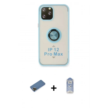 MARSİLYAN™- iPhone 12 Pro Max Kılıf Yörünge Çizgi - Siyah Joko Magic 5D Cam + Shine Kamera Lens Koruma Cam - GD