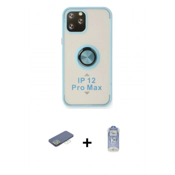 MARSİLYAN™- iPhone 12 Pro Max Kılıf Yörünge Çizgi - Siyah Joko Magic 5D Cam + Renkli Kamera Lens Koruma Cam - YL
