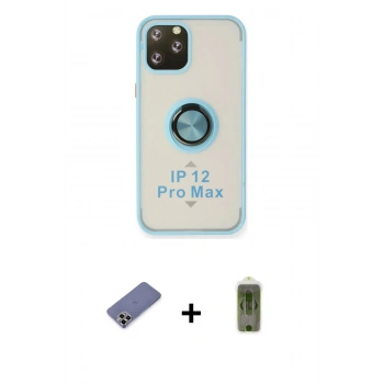 MARSİLYAN™- iPhone 12 Pro Max Kılıf Yörünge Çizgi - Siyah Joko Magic 5D Hayalet Cam + Metal Kamera Lens Koruma Cam - GD