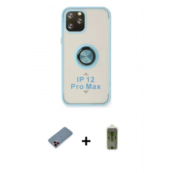 MARSİLYAN™- iPhone 12 Pro Max Kılıf Yörünge Çizgi - Siyah Joko Magic 5D Hayalet Cam + Metal Kamera Lens Koruma Cam - KI