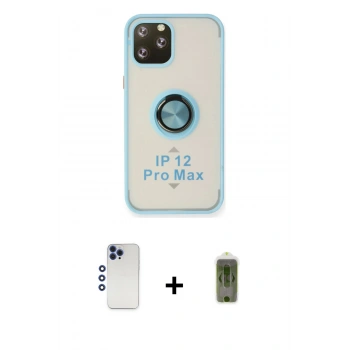 MARSİLYAN™- iPhone 12 Pro Max Kılıf Yörünge Çizgi - Siyah Joko Magic 5D Hayalet Cam + Shine Kamera Lens - LT