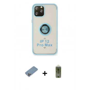 MARSİLYAN™- iPhone 12 Pro Max Kılıf Yörünge Çizgi - Siyah Joko Magic 5D Hayalet Cam + Shine Kamera Lens Koruma Cam - GI