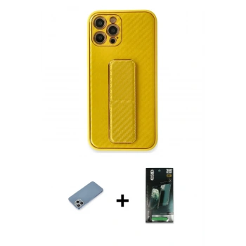 MARSİLYAN™- iPhone 12 Pro Max Kılıf Yörünge Yansıma - Şeffaf 360 Full Body Arka Koruyucu + Shine Kamera Lens Koruma Cam - GS