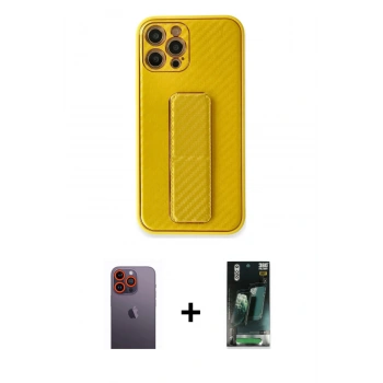 MARSİLYAN™- iPhone 12 Pro Max Kılıf Yörünge Yansıma - Şeffaf 360 Full Body Arka Koruyucu + Neon Fosforlu Kamera Lens - TU