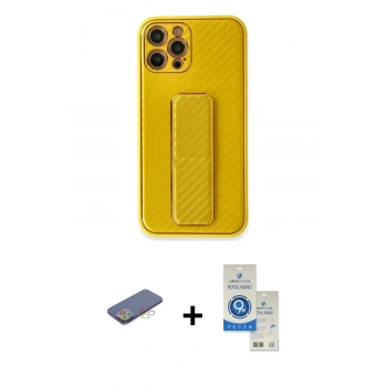 MARSİLYAN™- iPhone 12 Pro Max Kılıf Yörünge Yansıma - Şeffaf Royal Nano Ekran Koruyucu + Renkli Kamera Lens Koruma Cam - MI