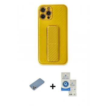 MARSİLYAN™- iPhone 12 Pro Max Kılıf Yörünge Yansıma - Şeffaf Royal Nano Ekran Koruyucu + Shine Kamera Lens Koruma Cam - GS