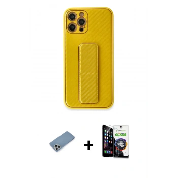 MARSİLYAN™- iPhone 12 Pro Max Kılıf Yörünge Yansıma - Şeffaf Temperli Cam Ekran Koruyucu + Shine Kamera Lens Koruma Cam - GS