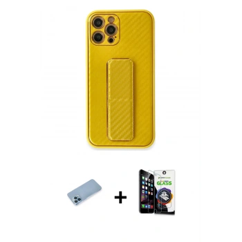 MARSİLYAN™- iPhone 12 Pro Max Kılıf Yörünge Yansıma - Şeffaf Temperli Cam Ekran Koruyucu + Shine Kamera Lens Koruma Cam - MI