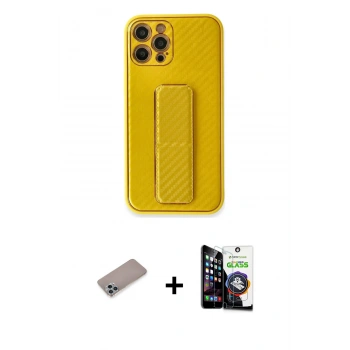 MARSİLYAN™- iPhone 12 Pro Max Kılıf Yörünge Yansıma - Şeffaf Temperli Cam Ekran Koruyucu + Shine Kamera Lens Koruma Cam - SABE