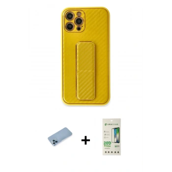 MARSİLYAN™- iPhone 12 Pro Max Kılıf Yörünge Yansıma - Siyah 20D Premium Cam Ekran Koruyucu + Shine Kamera Lens Koruma Cam - MI