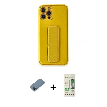 MARSİLYAN™- iPhone 12 Pro Max Kılıf Yörünge Yansıma - Siyah 20D Premium Cam Ekran Koruyucu + Shine Kamera Lens Koruma Cam - SH