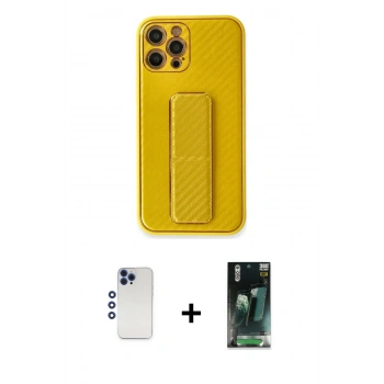 MARSİLYAN™- iPhone 12 Pro Max Kılıf Yörünge Yansıma - Siyah 360 Mat Full Body Arka Koruyucu + Shine Kamera Lens - LT