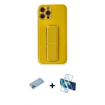 MARSİLYAN™- iPhone 12 Pro Max Kılıf Yörünge Yansıma - Siyah 3D Antistatik Seramik Nano Ekran Koruyucu + Shine Kamera Lens Koruma Cam - MI