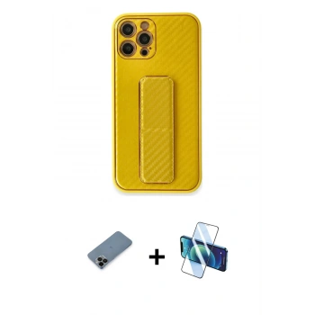 MARSİLYAN™- iPhone 12 Pro Max Kılıf Yörünge Yansıma - Siyah 3D Antistatik Seramik Nano Ekran Koruyucu + Shine Kamera Lens Koruma Cam - SH