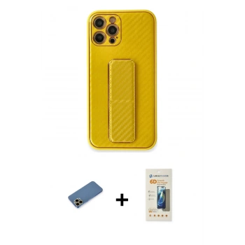 MARSİLYAN™- iPhone 12 Pro Max Kılıf Yörünge Yansıma - Siyah 6D Mat Seramik Hayalet Nano Ekran Koruyucu + Shine Kamera Lens Koruma Cam - GD
