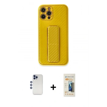 MARSİLYAN™- iPhone 12 Pro Max Kılıf Yörünge Yansıma - Siyah 6D Mat Seramik Hayalet Nano Ekran Koruyucu + Shine Kamera Lens - LT