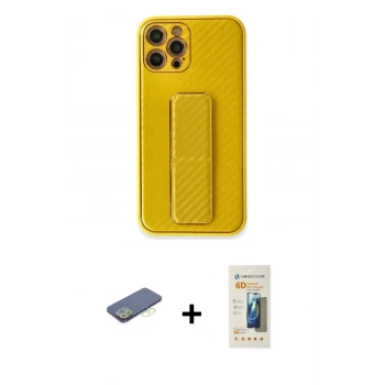 MARSİLYAN™- iPhone 12 Pro Max Kılıf Yörünge Yansıma - Siyah 6D Mat Seramik Hayalet Nano Ekran Koruyucu + Renkli Kamera Lens Koruma Cam - YL