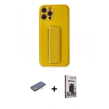 MARSİLYAN™- iPhone 12 Pro Max Kılıf Yörünge Yansıma - Siyah Bilvis Hayalet Cam Ekran Koruyucu + Renkli Kamera Lens Koruma Cam - MI