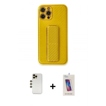MARSİLYAN™- iPhone 12 Pro Max Kılıf Yörünge Yansıma - Siyah Joko 5D Cam + Shine Kamera Lens - GD