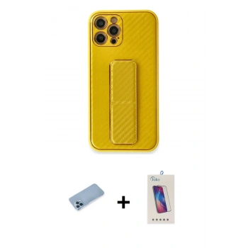 MARSİLYAN™- iPhone 12 Pro Max Kılıf Yörünge Yansıma - Siyah Joko 5D Cam + Shine Kamera Lens Koruma Cam - MI