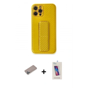 MARSİLYAN™- iPhone 12 Pro Max Kılıf Yörünge Yansıma - Siyah Joko 5D Cam + Shine Kamera Lens Koruma Cam - SABE
