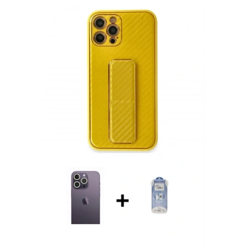 MARSİLYAN™- iPhone 12 Pro Max Kılıf Yörünge Yansıma - Siyah Joko Magic 5D Cam + Neon Fosforlu Kamera Lens - BZ