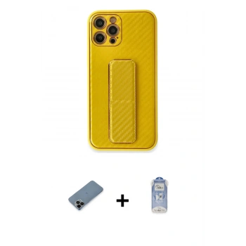 MARSİLYAN™- iPhone 12 Pro Max Kılıf Yörünge Yansıma - Siyah Joko Magic 5D Cam + Shine Kamera Lens Koruma Cam - SH