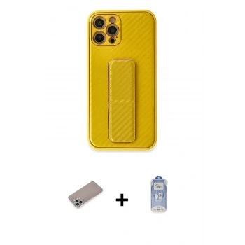 MARSİLYAN™- iPhone 12 Pro Max Kılıf Yörünge Yansıma - Siyah Joko Magic 5D Cam + Shine Kamera Lens Koruma Cam - SABE