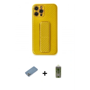 MARSİLYAN™- iPhone 12 Pro Max Kılıf Yörünge Yansıma - Siyah Joko Magic 5D Hayalet Cam + Shine Kamera Lens Koruma Cam - GS