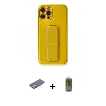 MARSİLYAN™- iPhone 12 Pro Max Kılıf Yörünge Yansıma - Siyah Joko Magic 5D Hayalet Cam + Renkli Kamera Lens Koruma Cam - SI