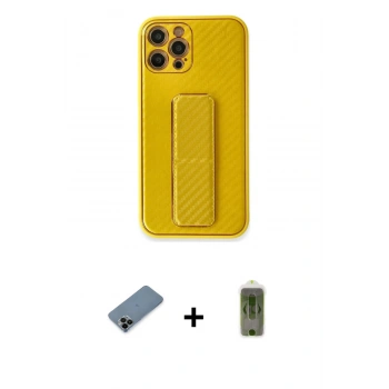 MARSİLYAN™- iPhone 12 Pro Max Kılıf Yörünge Yansıma - Siyah Joko Magic 5D Hayalet Cam + Shine Kamera Lens Koruma Cam - SH
