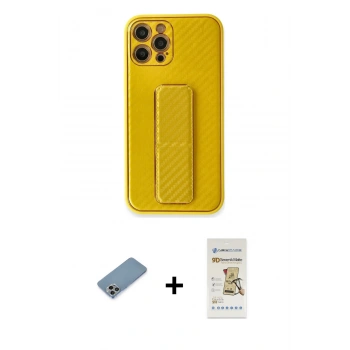 MARSİLYAN™- iPhone 12 Pro Max Kılıf Yörünge Yansıma - Siyah Mat Seramik Nano Ekran Koruyucu + Shine Kamera Lens Koruma Cam - GI