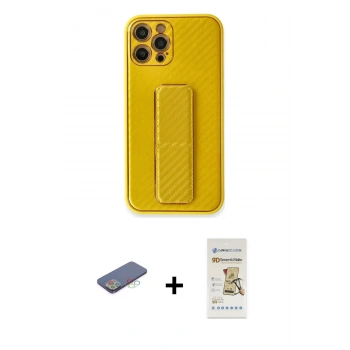 MARSİLYAN™- iPhone 12 Pro Max Kılıf Yörünge Yansıma - Siyah Mat Seramik Nano Ekran Koruyucu + Renkli Kamera Lens Koruma Cam - MI
