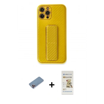 MARSİLYAN™- iPhone 12 Pro Max Kılıf Yörünge Yansıma - Siyah Mat Seramik Nano Ekran Koruyucu + Shine Kamera Lens Koruma Cam - PE