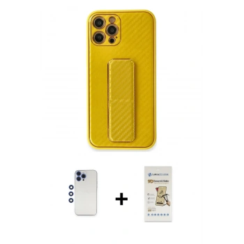 MARSİLYAN™- iPhone 12 Pro Max Kılıf Yörünge Yansıma - Siyah Mat Seramik Nano Ekran Koruyucu + Shine Kamera Lens - LT