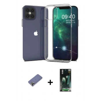 MARSİLYAN™- iPhone 12 Pro Max Kılıf Zirve Doku - Şeffaf 360 Full Body Arka Koruyucu + Metal Kamera Lens Koruma Cam - GD
