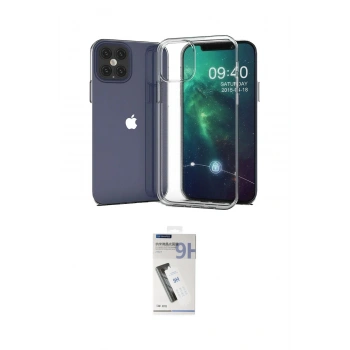 MARSİLYAN™- iPhone 12 Pro Max Kılıf Zirve Doku - Şeffaf Uv Polymer Nano Ekran Koruyucu