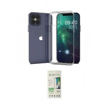 MARSİLYAN™- iPhone 12 Pro Max Kılıf Zirve Doku - Siyah 20D Premium Cam Ekran Koruyucu
