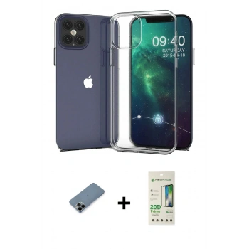 MARSİLYAN™- iPhone 12 Pro Max Kılıf Zirve Doku - Siyah 20D Premium Cam Ekran Koruyucu + Shine Kamera Lens Koruma Cam - SH