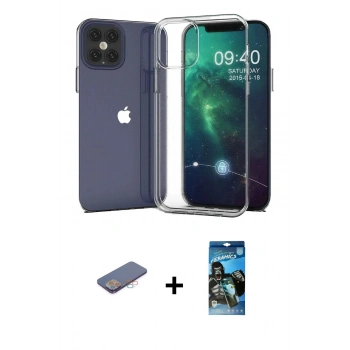 MARSİLYAN™- iPhone 12 Pro Max Kılıf Zirve Doku - Siyah 34D Izgaralı Cam + Renkli Kamera Lens Koruma Cam - PE