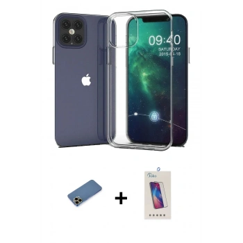 MARSİLYAN™- iPhone 12 Pro Max Kılıf Zirve Doku - Siyah Joko 5D Cam + Shine Kamera Lens Koruma Cam - GD