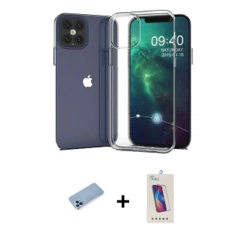 MARSİLYAN™- iPhone 12 Pro Max Kılıf Zirve Doku - Siyah Joko 5D Cam + Shine Kamera Lens Koruma Cam - MI