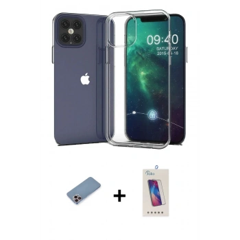 MARSİLYAN™- iPhone 12 Pro Max Kılıf Zirve Doku - Siyah Joko 5D Cam + Shine Kamera Lens Koruma Cam - PE