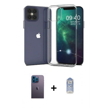MARSİLYAN™- iPhone 12 Pro Max Kılıf Zirve Doku - Siyah Joko Magic 5D Cam + Neon Fosforlu Kamera Lens - MI